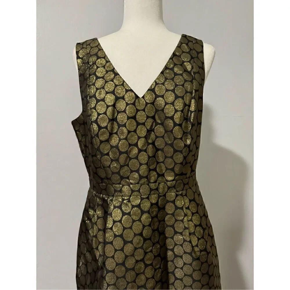 J. Crew MET black metallic Gold polka dots with pockets v neck 12